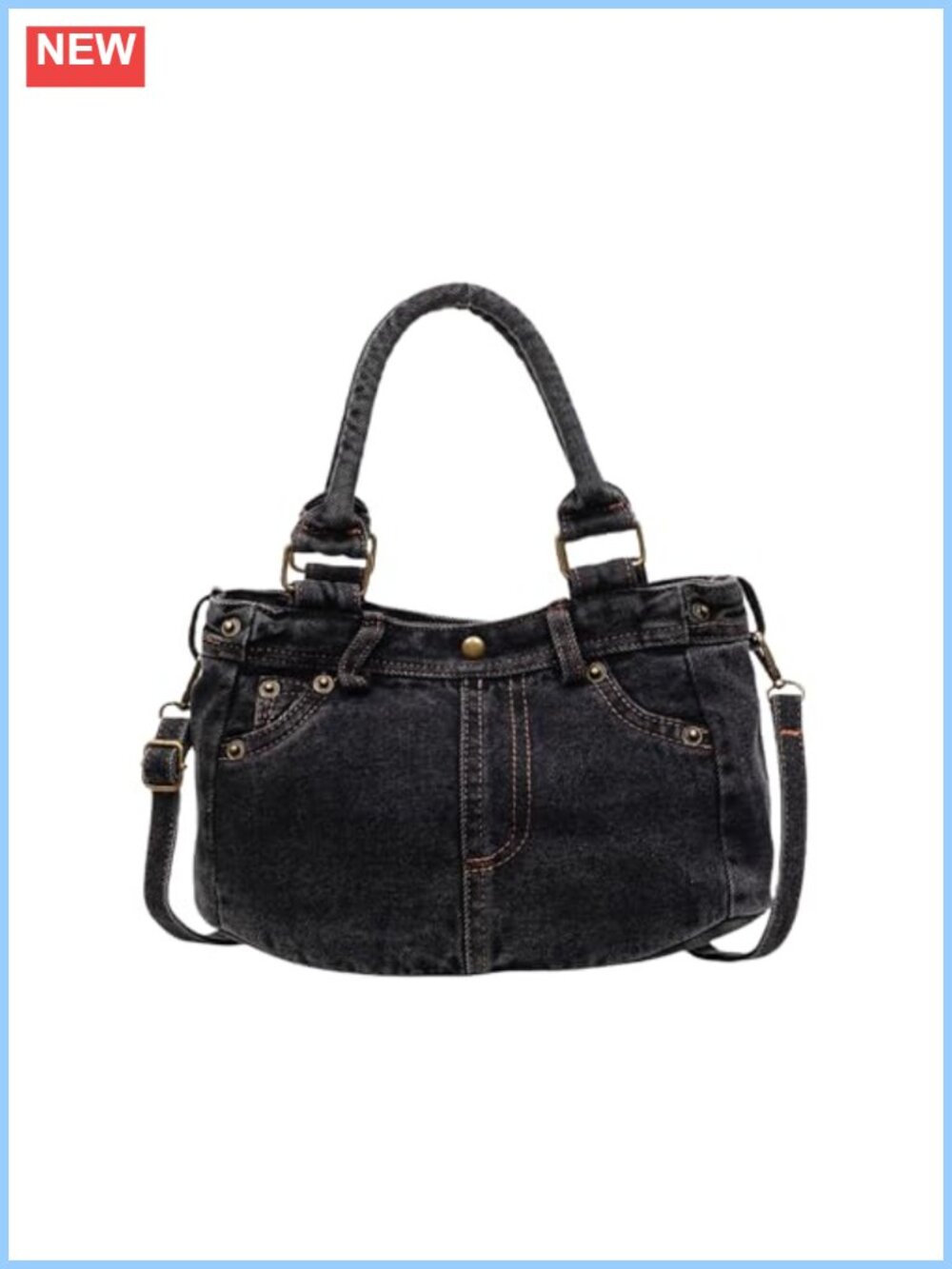 Denim Crossbody Bag for Women Fashion Satchel Detachable Strap Y2K Preppy Top